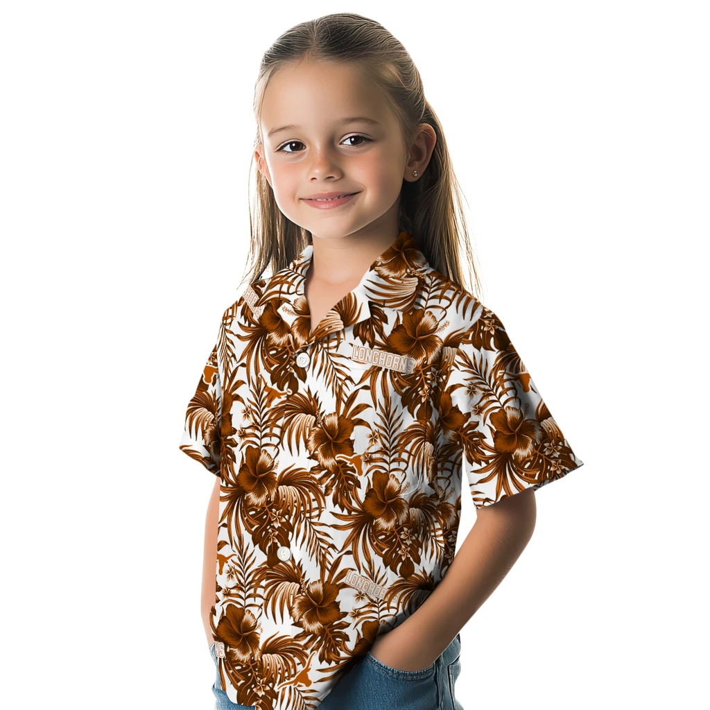Texas Longhorns Hawaiian Shirt - Hibiscus Exotic texas longhorns hibiscus exotic orange hawaiian shirts premium grade