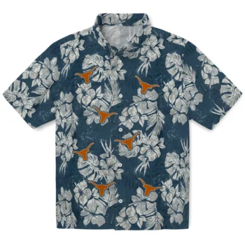 texas longhorns hibiscus flowers navy blue hawaiian shirts best selling