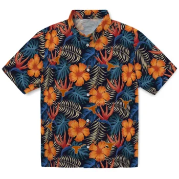 texas longhorns hibiscus foliage hawaiian shirts best selling