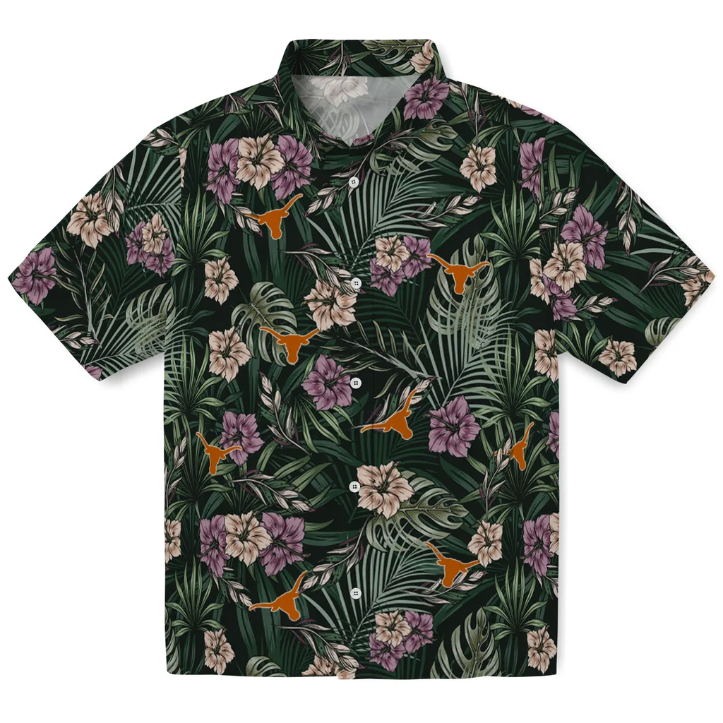 Texas Longhorns Hawaiian Shirt - Hibiscus Leaves Pattern texas longhorns hibiscus leaves pattern green hawaiian shirts best selling