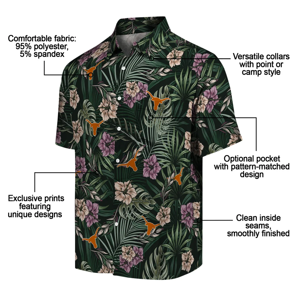 Texas Longhorns Hawaiian Shirt - Hibiscus Leaves Pattern texas longhorns hibiscus leaves pattern green hawaiian shirts new arrival
