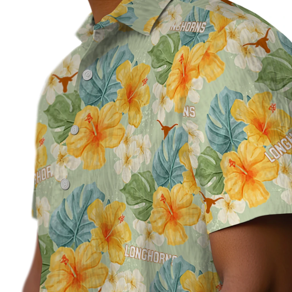 Texas Longhorns Hawaiian Shirt - Hibiscus Mood texas longhorns hibiscus mood pale lime yellow hawaiian shirts trendy