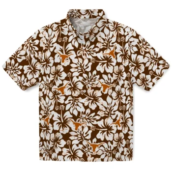 texas longhorns hibiscus motif orange white hawaiian shirts best selling