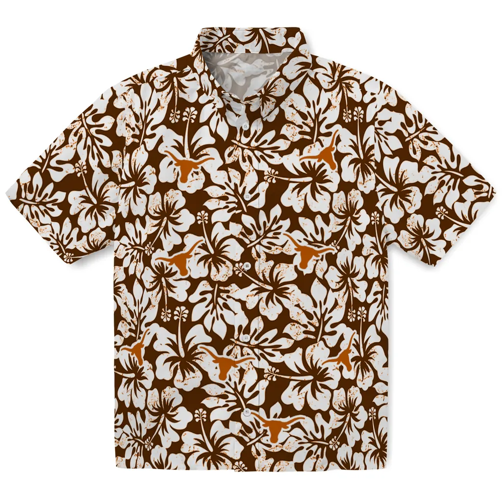 Texas Longhorns Hawaiian Shirt - Hibiscus Motif texas longhorns hibiscus motif orange white hawaiian shirts best selling