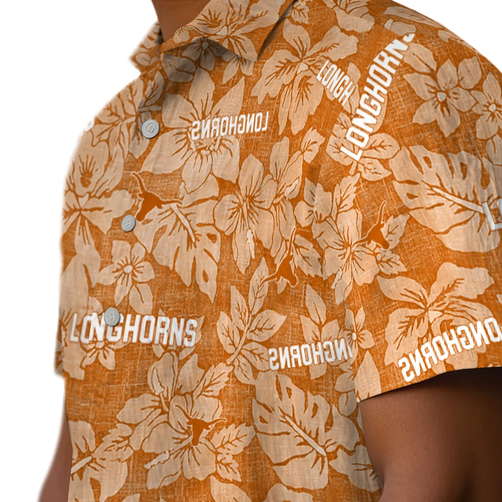Texas Longhorns Hawaiian Shirt - Hibiscus Oasis texas longhorns hibiscus oasis orange hawaiian shirts trendy