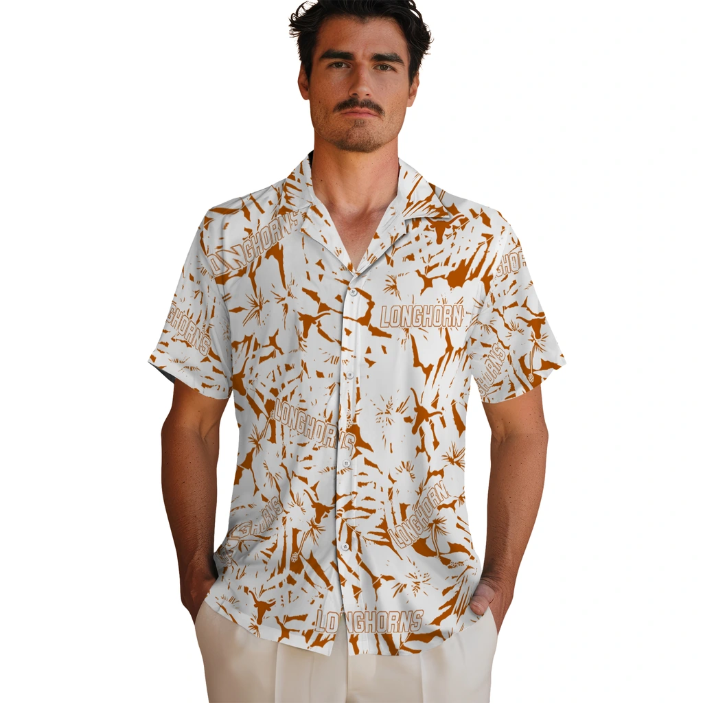 Texas Longhorns Hawaiian Shirt - Hibiscus Overlay texas longhorns hibiscus overlay hawaiian shirts fashion forward