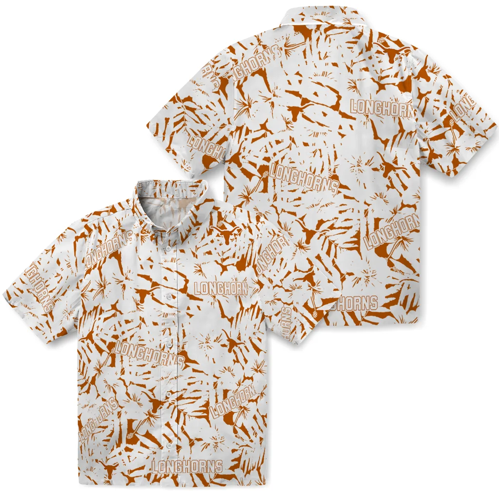 Texas Longhorns Hawaiian Shirt - Hibiscus Overlay texas longhorns hibiscus overlay hawaiian shirts high quality