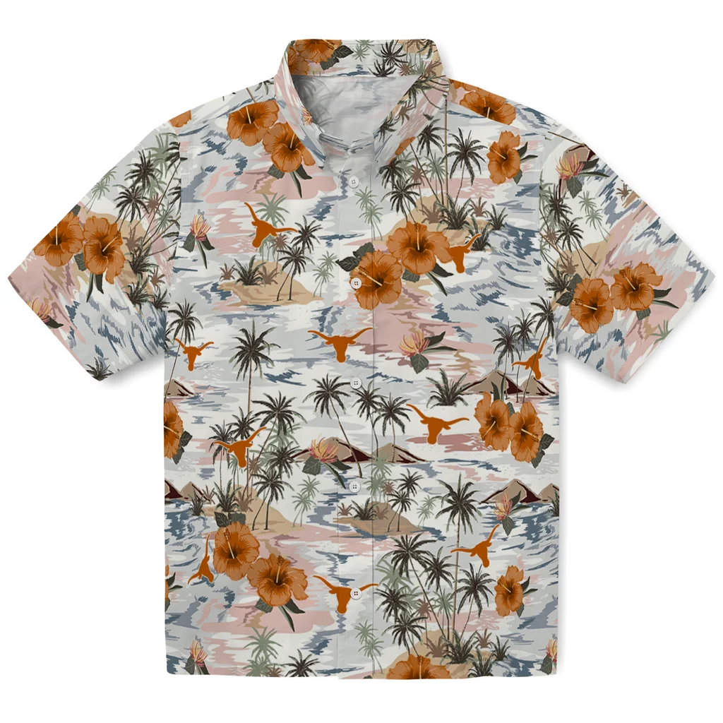 Texas Longhorns Hawaiian Shirt - Hibiscus Seaside texas longhorns hibiscus seaside white hawaiian shirts best selling