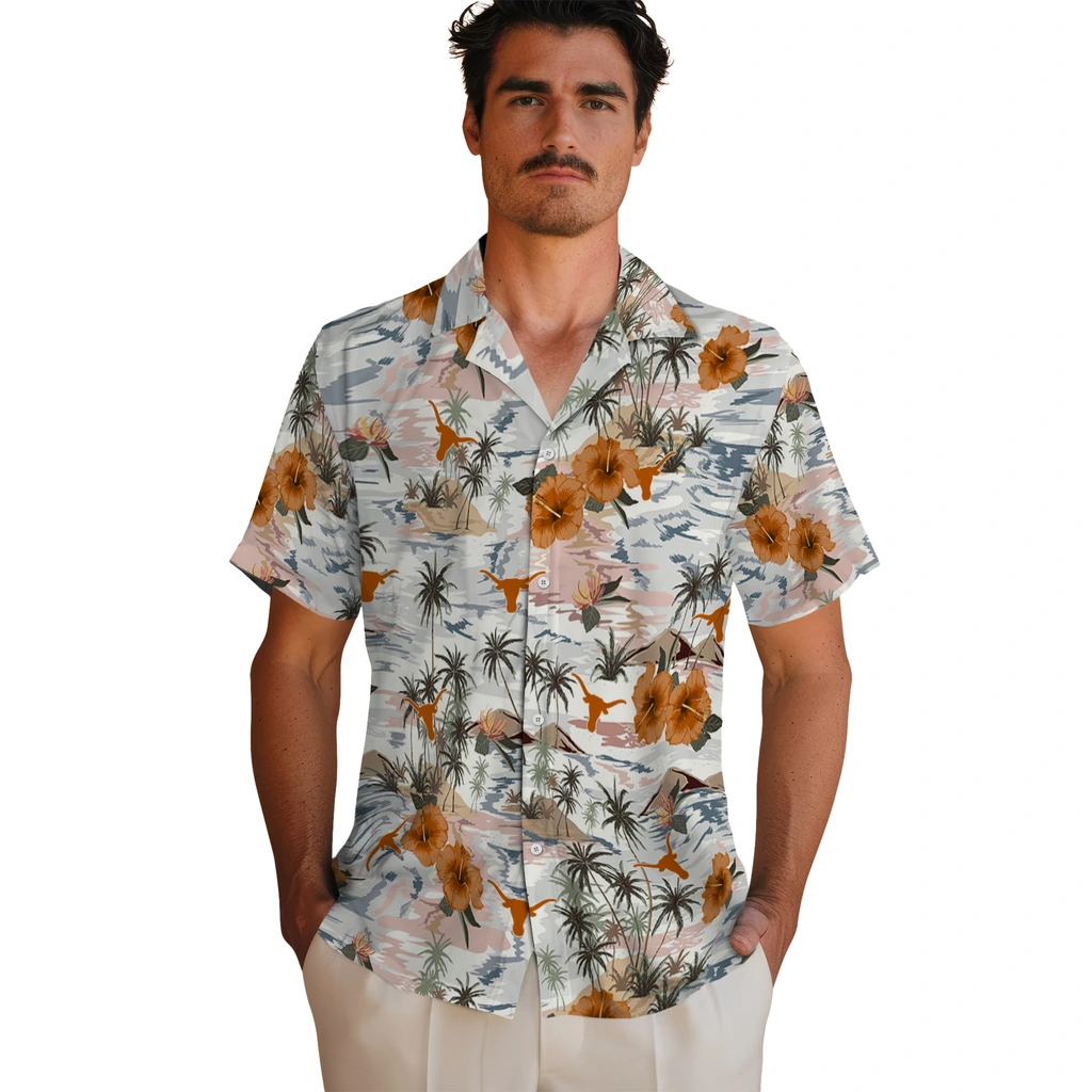 Texas Longhorns Hawaiian Shirt - Hibiscus Seaside texas longhorns hibiscus seaside white hawaiian shirts fashion forward
