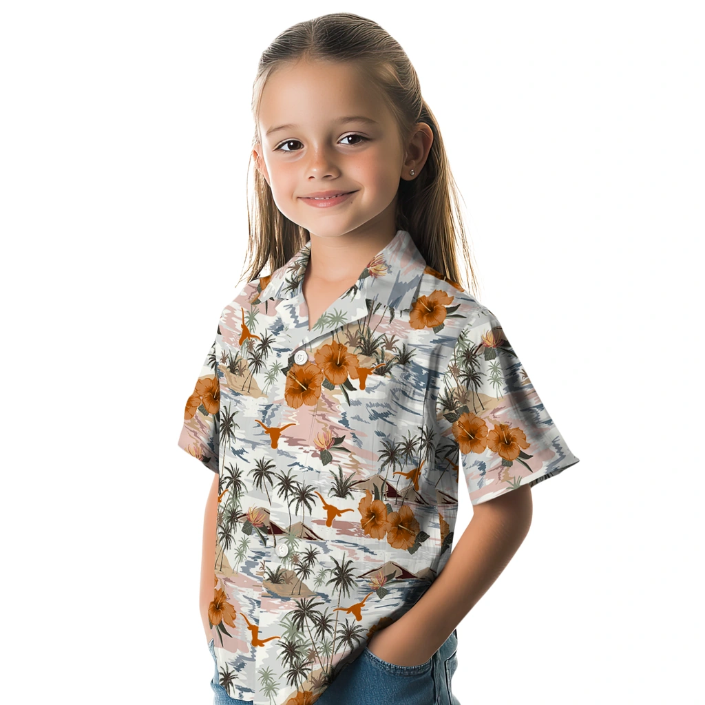Texas Longhorns Hawaiian Shirt - Hibiscus Seaside texas longhorns hibiscus seaside white hawaiian shirts premium grade