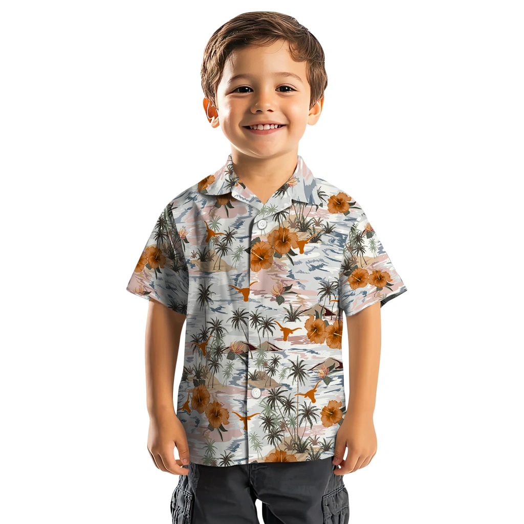 Texas Longhorns Hawaiian Shirt - Hibiscus Seaside texas longhorns hibiscus seaside white hawaiian shirts top rated