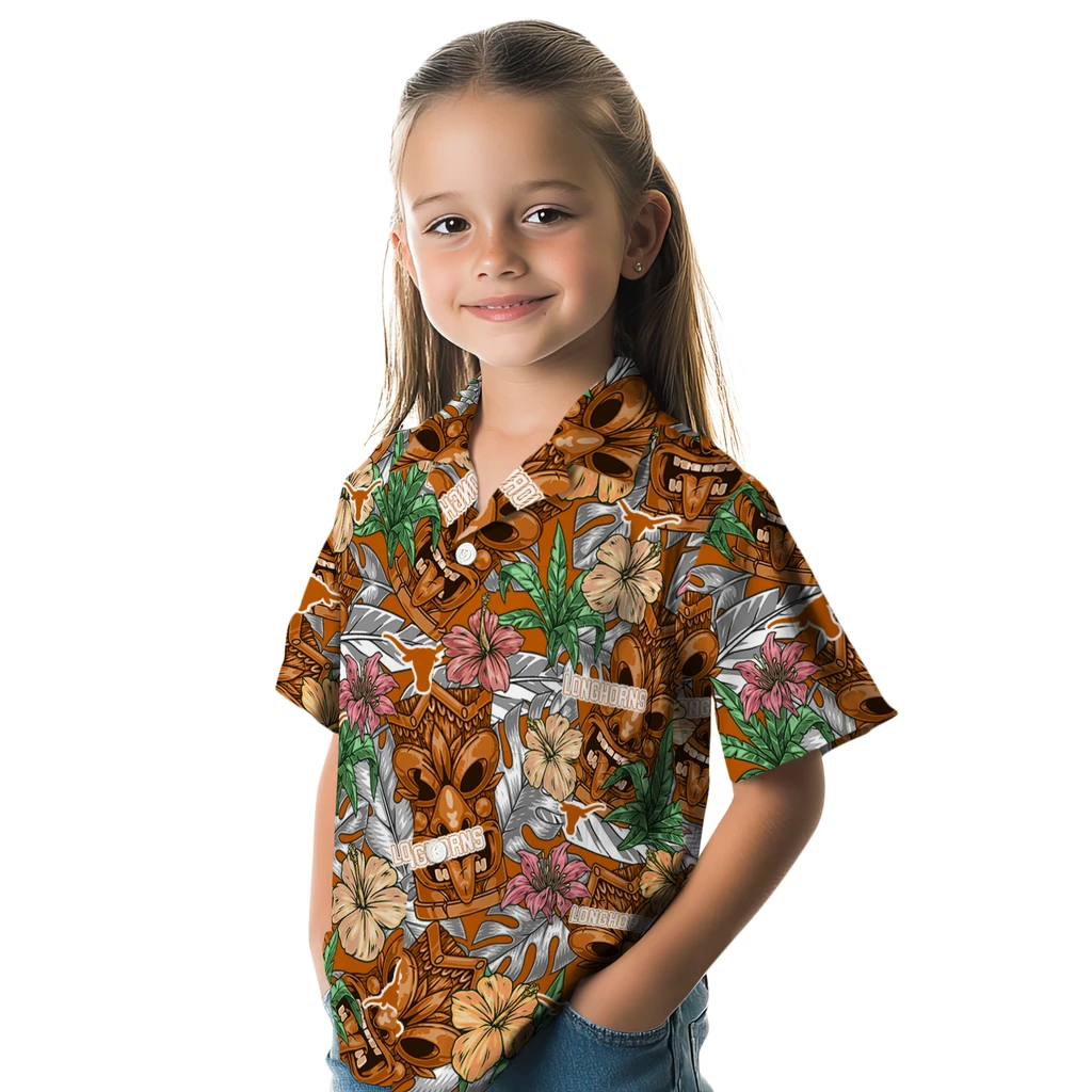 Texas Longhorns Hawaiian Shirt - Hibiscus Tiki Jungle texas longhorns tiki jungle orange hawaiian shirts premium grade