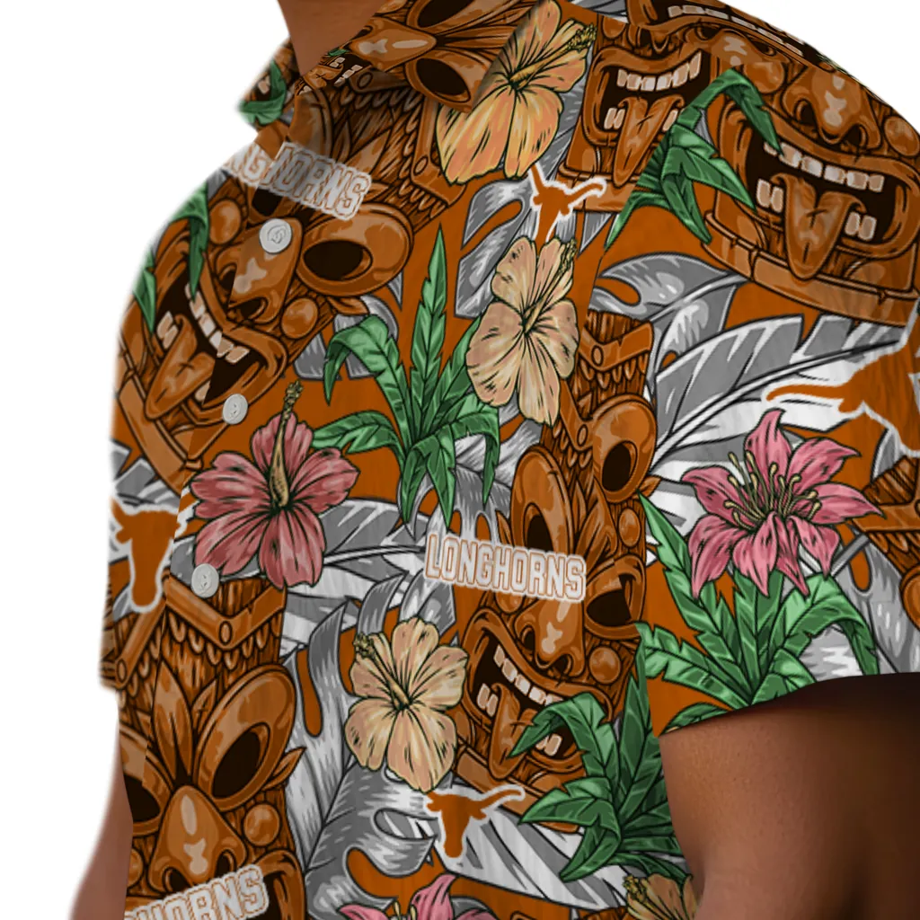 Texas Longhorns Hawaiian Shirt - Hibiscus Tiki Jungle texas longhorns tiki jungle orange hawaiian shirts trendy