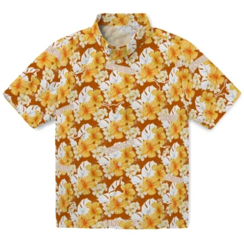texas longhorns hibiscus tropics orange yellow hawaiian shirts best selling