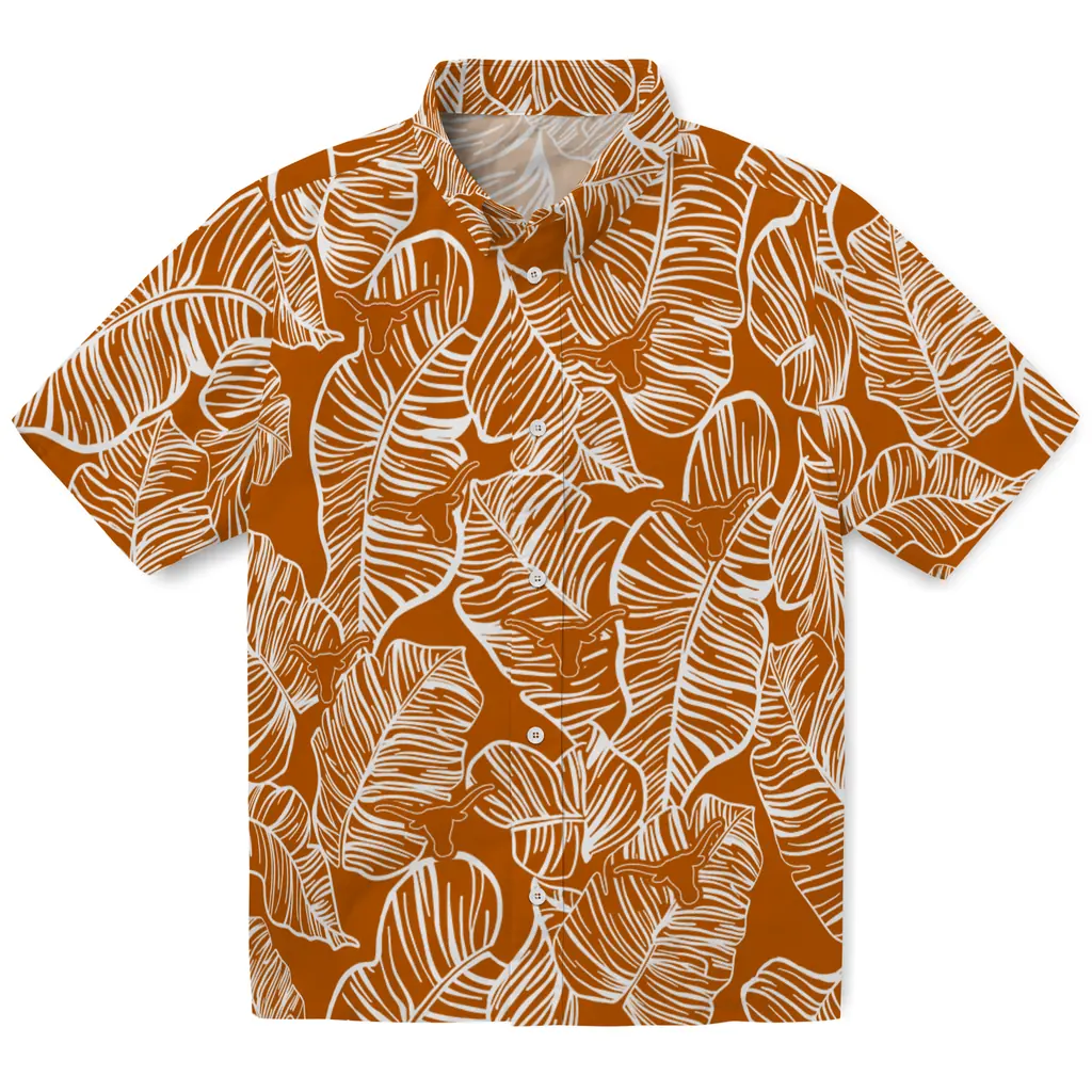 Texas Longhorns Hawaiian Shirt - Leaf Outline texas longhorns leaf outline orange hawaiian shirts best selling
