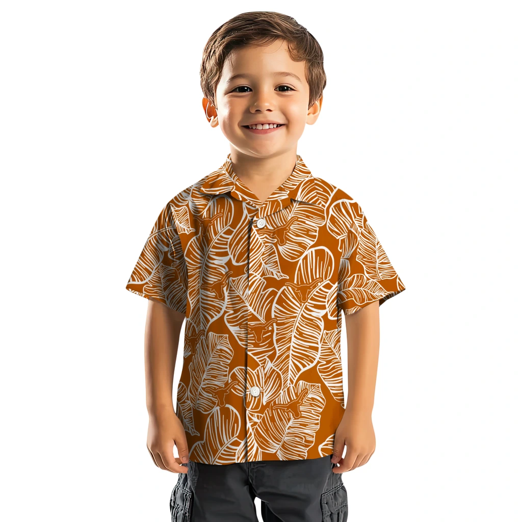 Texas Longhorns Hawaiian Shirt - Leaf Outline texas longhorns leaf outline orange hawaiian shirts top rated