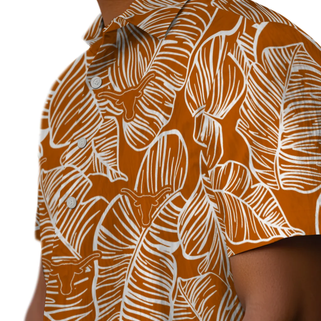 Texas Longhorns Hawaiian Shirt - Leaf Outline texas longhorns leaf outline orange hawaiian shirts trendy