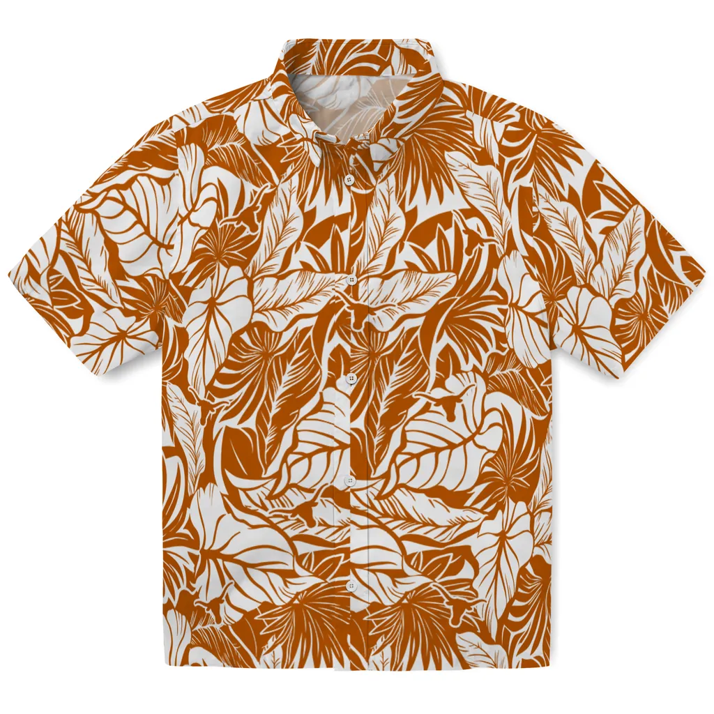 Texas Longhorns Hawaiian Shirt - Monstera Layer texas longhorns monstera layer orange hawaiian shirts best selling