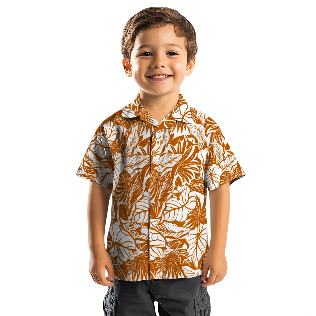 Texas Longhorns Hawaiian Shirt - Monstera Layer texas longhorns monstera layer orange hawaiian shirts top rated
