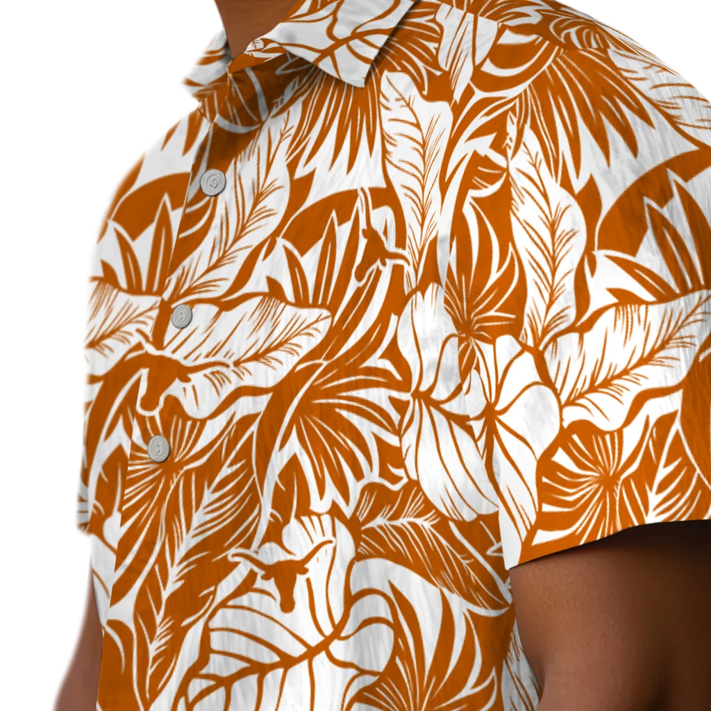 Texas Longhorns Hawaiian Shirt - Monstera Layer texas longhorns monstera layer orange hawaiian shirts trendy