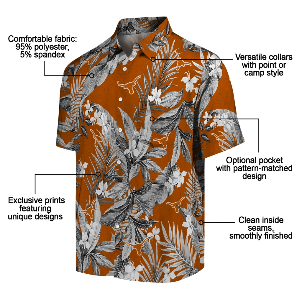 Texas Longhorns Hawaiian Shirt - Palm Leaves texas longhorns palm leaves orange hawaiian shirts new arrival