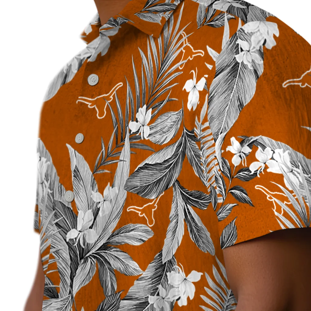 Texas Longhorns Hawaiian Shirt - Palm Leaves texas longhorns palm leaves orange hawaiian shirts trendy