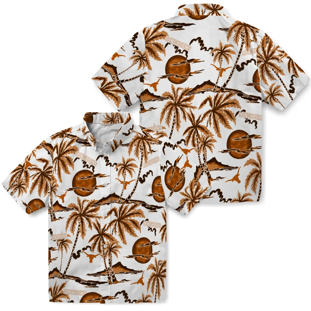 Texas Longhorns Hawaiian Shirt - Palm Sunset texas longhorns palm sunset hawaiian shirts high quality