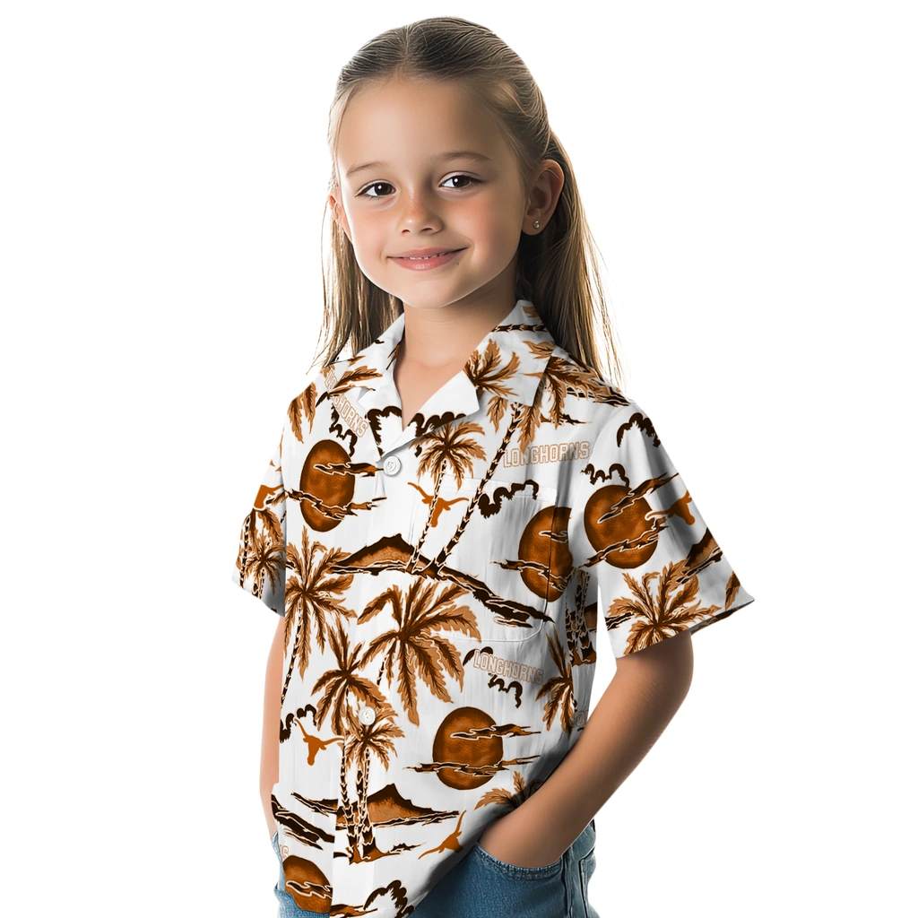 Texas Longhorns Hawaiian Shirt - Palm Sunset texas longhorns palm sunset hawaiian shirts premium grade