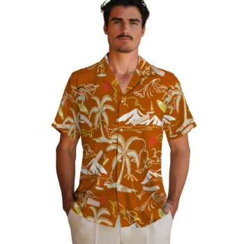 texas longhorns palm tree island orange hawaiian shirts fashion forward