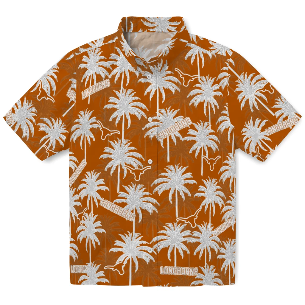 Texas Longhorns Hawaiian Shirt - Palm Tree Motif texas longhorns palm grove orange hawaiian shirts best selling