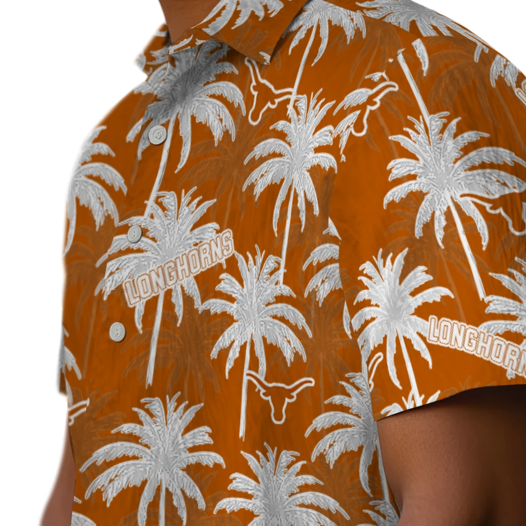 Texas Longhorns Hawaiian Shirt - Palm Tree Motif texas longhorns palm grove orange hawaiian shirts trendy