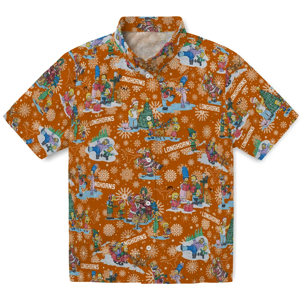 Texas Longhorns Hawaiian Shirt - Simpsons Christmas texas longhorns simpsons christmas orange hawaiian shirts best selling