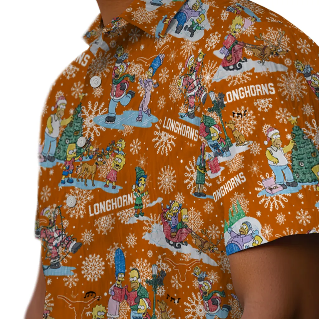 Texas Longhorns Hawaiian Shirt - Simpsons Christmas texas longhorns simpsons christmas orange hawaiian shirts trendy