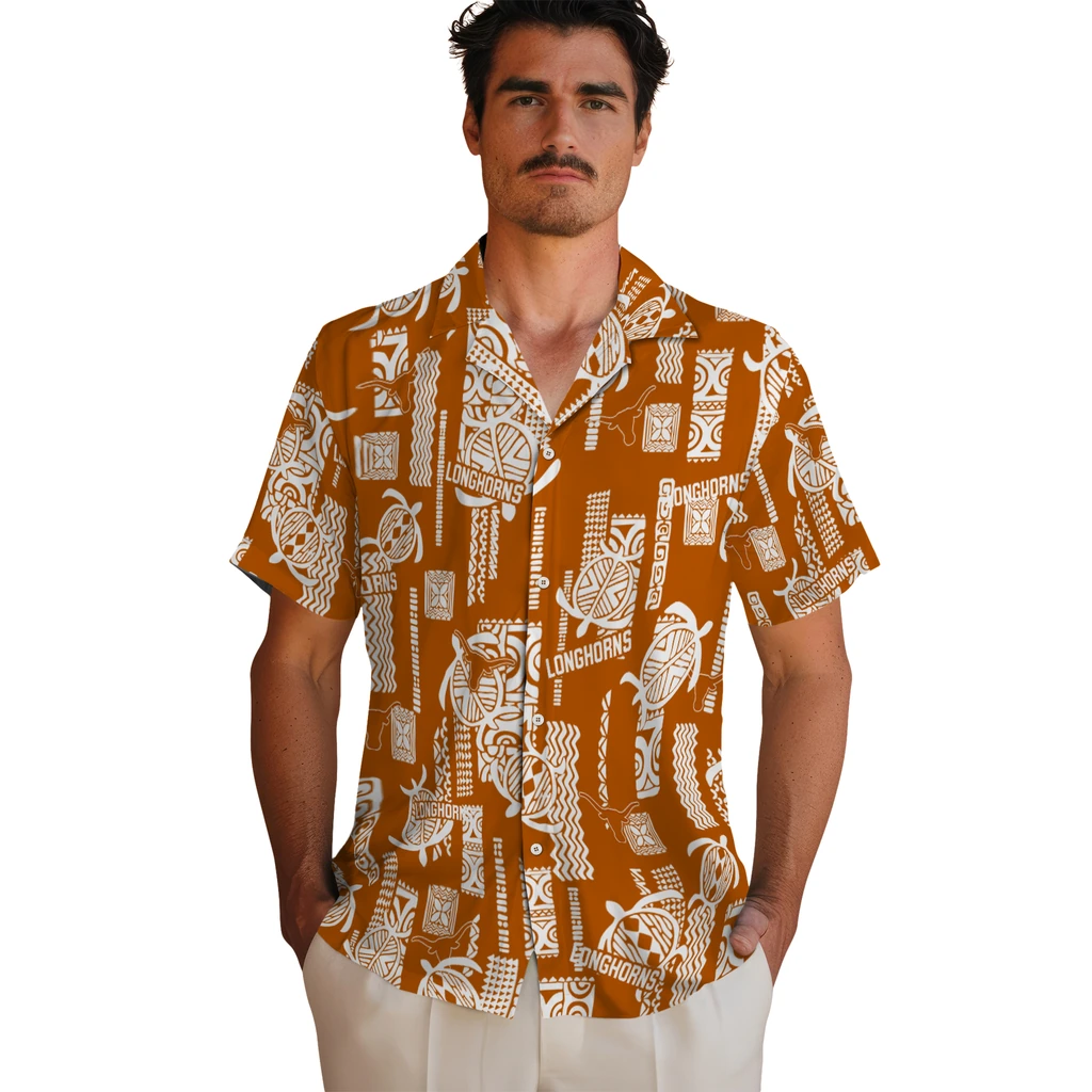 Texas Longhorns Hawaiian Shirt - Turtle Lines texas longhorns turtle lines orange hawaiian shirts fashion forward