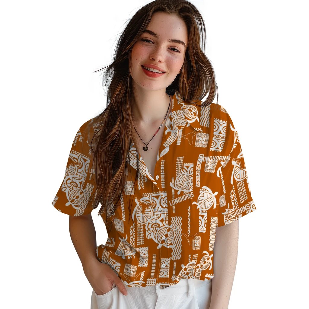 Texas Longhorns Hawaiian Shirt - Turtle Lines texas longhorns turtle lines orange hawaiian shirts latest model