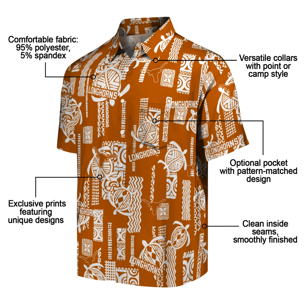 Texas Longhorns Hawaiian Shirt - Turtle Lines texas longhorns turtle lines orange hawaiian shirts new arrival