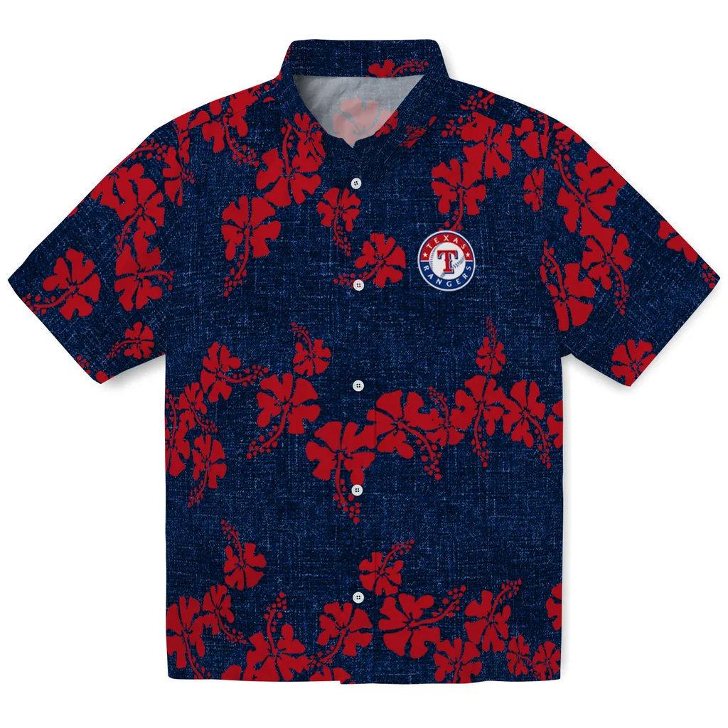 Texas Rangers Hawaiian Shirt - 50th State Flower texas rangers hibiscus petals blue hawaiian shirts best selling