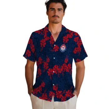 texas rangers hibiscus petals blue hawaiian shirts fashion forward