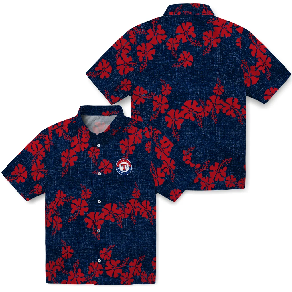 Texas Rangers Hawaiian Shirt - 50th State Flower texas rangers hibiscus petals blue hawaiian shirts high quality