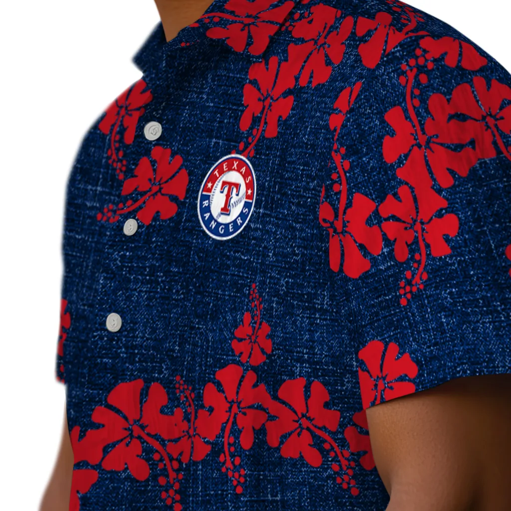Texas Rangers Hawaiian Shirt - 50th State Flower texas rangers hibiscus petals blue hawaiian shirts trendy