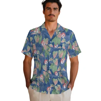 texas rangers anthurium overlay blue hawaiian shirts fashion forward