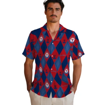 texas rangers balloon plaid blue hawaiian shirts fashion forward