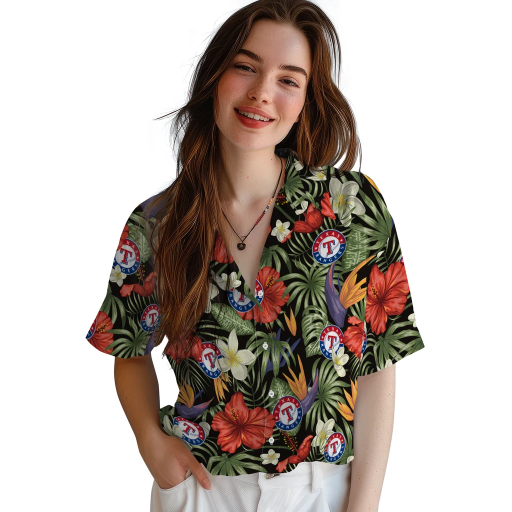 Texas Rangers Hawaiian Shirt - Hawaii Floral Hibiscus texas rangers hibiscus bird hawaiian shirts latest model