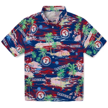 texas rangers flamingo retreat blue hawaiian shirts best selling
