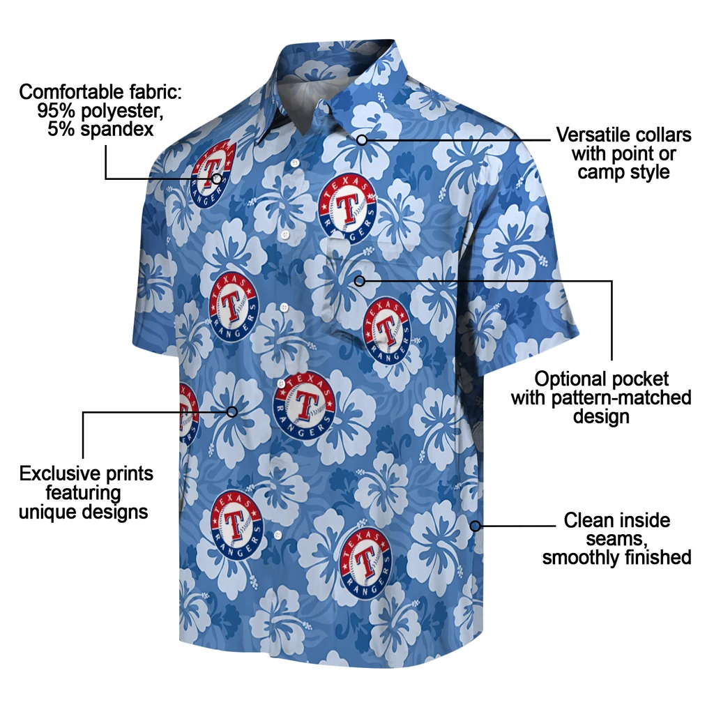 Texas Rangers Hawaiian Shirt - Hibiscus Cluster texas rangers hibiscus cluster blue hawaiian shirts new arrival
