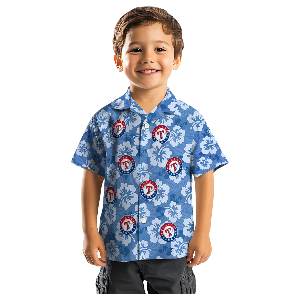 Texas Rangers Hawaiian Shirt - Hibiscus Cluster texas rangers hibiscus cluster blue hawaiian shirts top rated