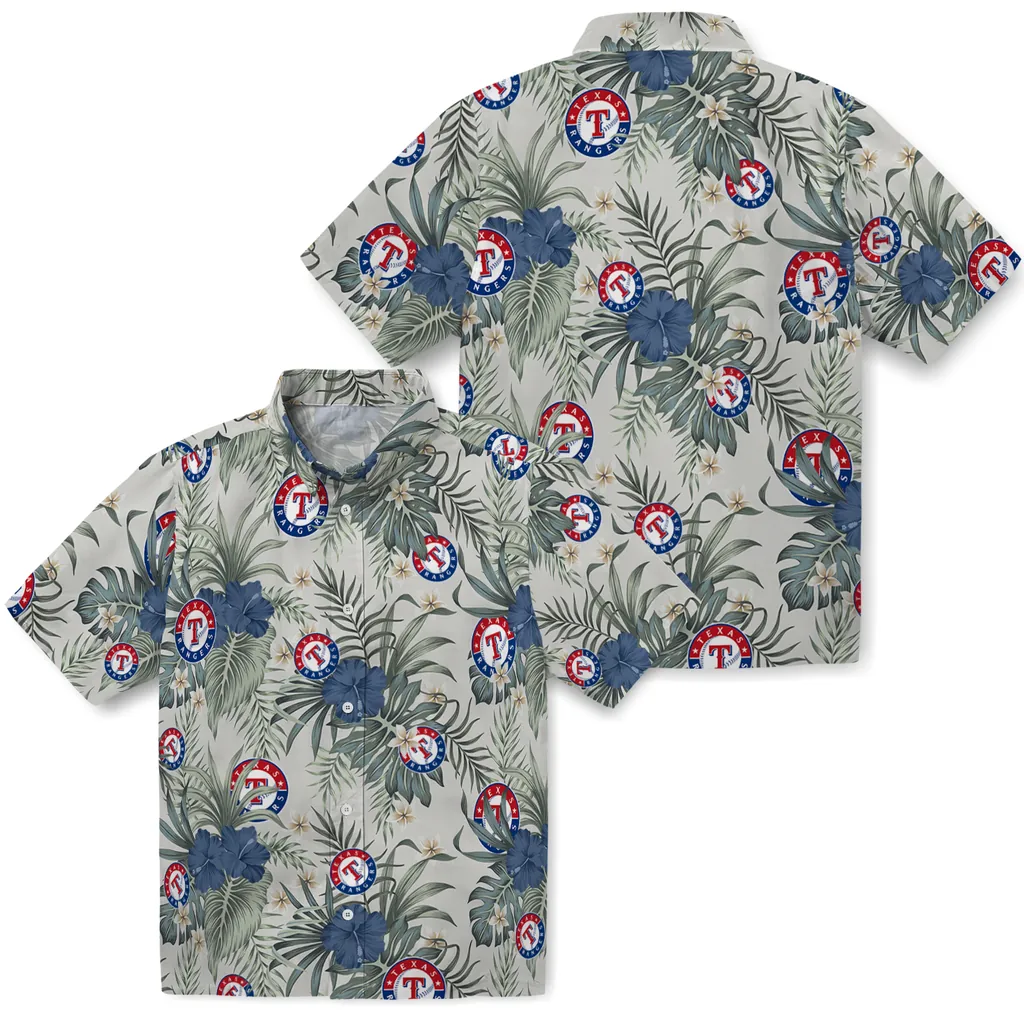 Texas Rangers Hawaiian Shirt - Hibiscus Designs texas rangers hibiscus designs beige hawaiian shirts high quality