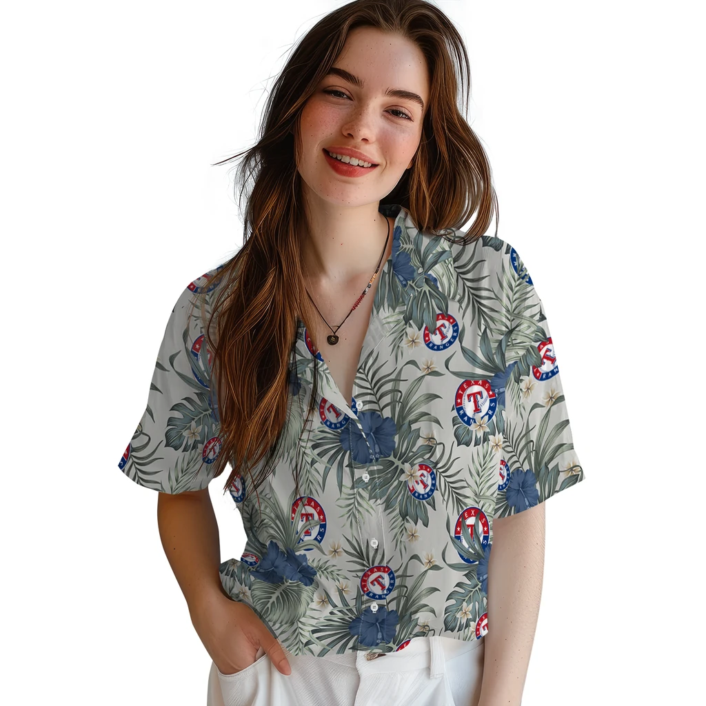 Texas Rangers Hawaiian Shirt - Hibiscus Designs texas rangers hibiscus designs beige hawaiian shirts latest model