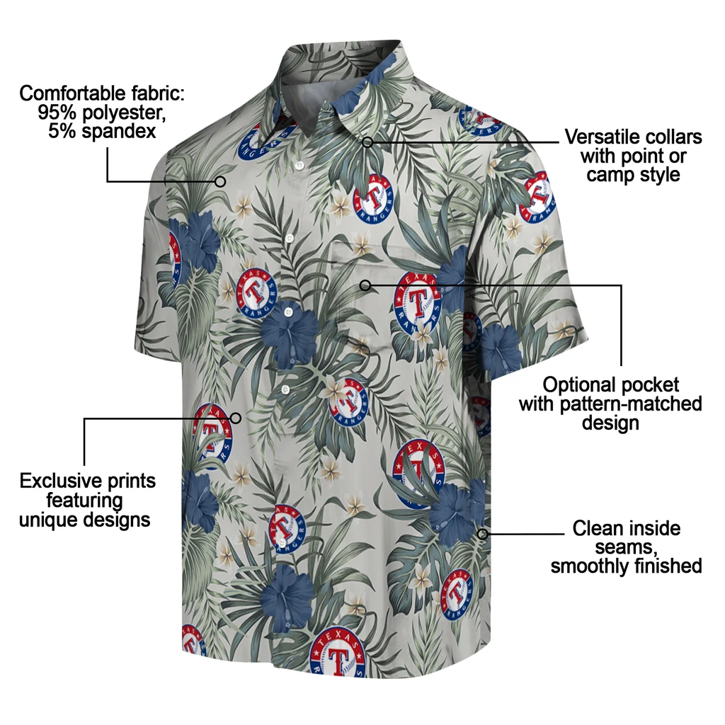 Texas Rangers Hawaiian Shirt - Hibiscus Designs texas rangers hibiscus designs beige hawaiian shirts new arrival