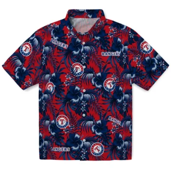 texas rangers hibiscus exotic blue hawaiian shirts best selling